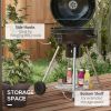 Outsunny 21" Kettle Charcoal BBQ Grill Trolley with 360 sq.in. Cooking Area, Outdoor Barbecue with Shelf, Wheels, Ash Catcher and Built-in Thermometer