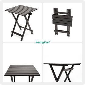 SUNNYFEEL Folding Camping Table - Lightweight Aluminum Portable Picnic Table, 18.5x18.5x24.5 Inch for Cooking, Beach, Hiking, Travel, Fishing, BBQ, In (Color: Brown)