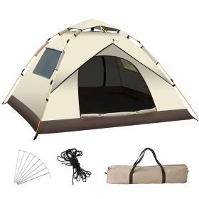 Fully Automatic Quick Opening Tent, Waterproof Sunscreen Mosquito-proof Portable Tent For Outdoor Camping Ban on Amazon sales (Color: Beige)