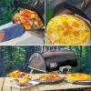 Black Pizza Oven Outdoor 12" Automatic Rotatable Pizza Ovens Portable Stainless Steel Wood Fired Pizza Oven Pizza Maker with Built-in Thermometer Pizz